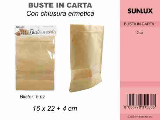 Busta In Carta C/ Chiusura Ermetica 16*22 5pc