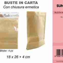 Busta In Carta C/ Chiusura Ermetica 18*26 4pc