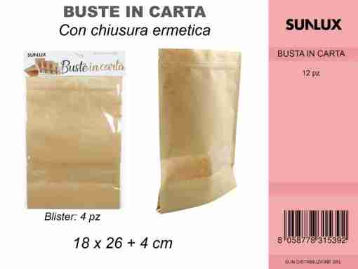 Busta In Carta C/ Chiusura Ermetica 18*26 4pc