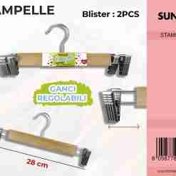 Stampelle In Legno C/Ganci Regolabili 2pc