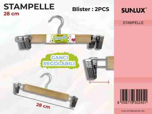 Stampelle In Legno C/Ganci Regolabili 2pc