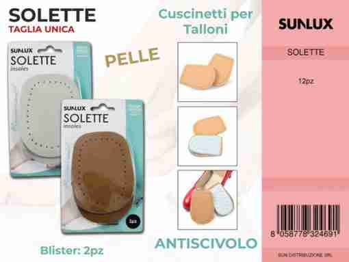 Solette In Pelle Per Talloni Antiscivolo 2pc