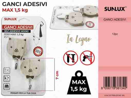 Ganci Adv In Legno Max 1.5kg 7cm 2pcs