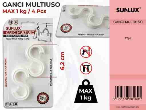 Ganci Multiuso 6.2cm - 4 Pcs -Max 1kg