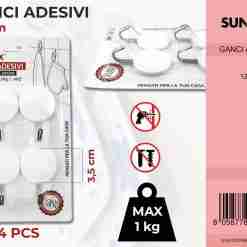 Gancio Adesivo Max 1kg-4pc-3.5cm