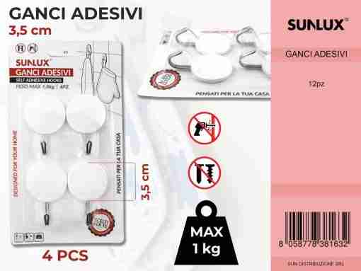 Gancio Adesivo Max 1kg-4pc-3.5cm