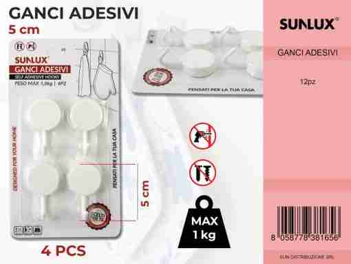 Gancio Adesivo Max 1kg-4pc 5cm