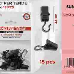 Ganci Per Tende In Ferro Nero 3.5cm-15pcs