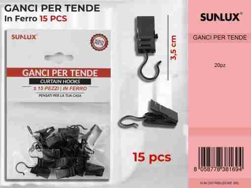 Ganci Per Tende In Ferro Nero 3.5cm-15pcs