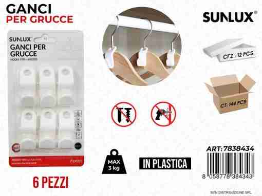 Ganci Per Grucce Plast. 6pcs Max 3kg