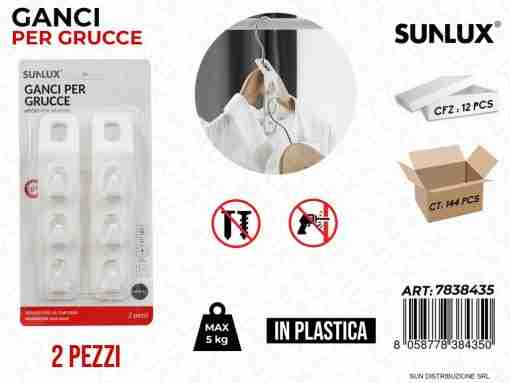 Ganci Per Grucce Plast. 2pcs Max 5kg