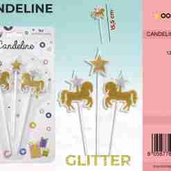 Candeline Unicorno Glitter Oro 3pc