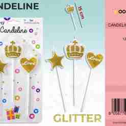 Candeline Corona Glitter Oro 3pc