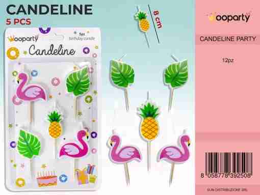 Candeline Flamingo Glitter Oro 5pc