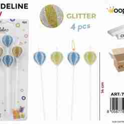 Candeline Glitter Mongolfiera 4pcs 14cm