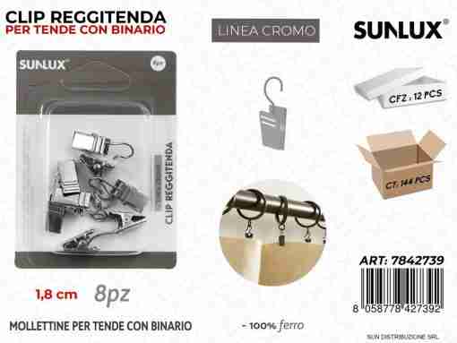 L. Cromo Clip Reggitenda 8pcs 1.8cm
