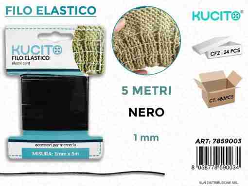 Filo Elastico Nero 5mt*0.1cm
