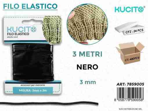 Filo Elastico Nero 3mt*0.3cm