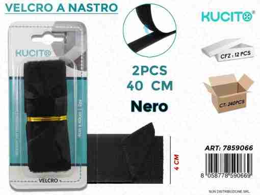 Nastro Velcro Nero 2pc- 4*40 Cm