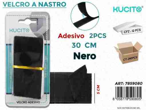 Nastro Velcro Nero 2pc- 5*30cm
