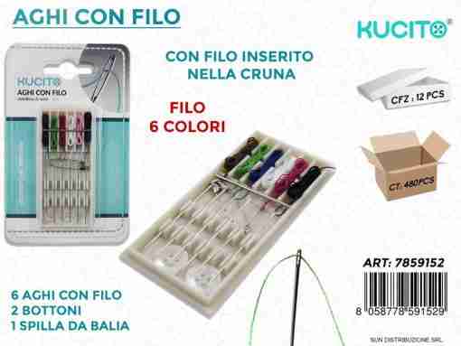 Aghi Con Filo Colorato 6 Pc