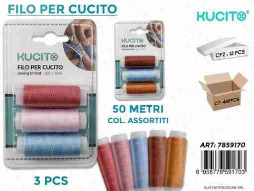 Filo Per Cucito Col.Ass. 3pcs-50mt
