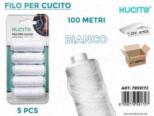 Filo Per Cucito Bianco 5pcs-100mt