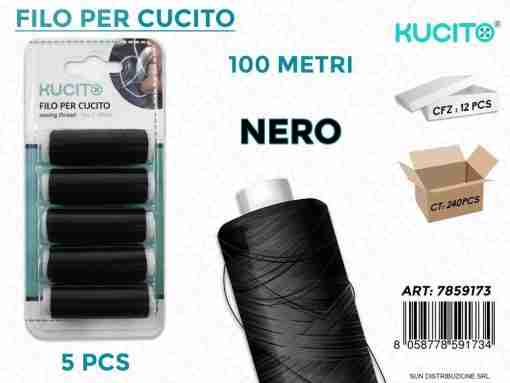 Filo Per Cucito Nero 5pcs-100mt