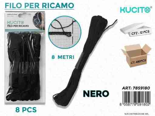 Filo Per Ricamo Nero 8 Pc-8mt
