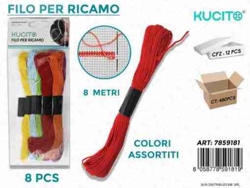 Filo Per Ricamo Col. Ass. 8 Pc-8mt