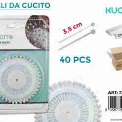 Spilli Da Cucito Perla Bianca 3.5cm-40pc