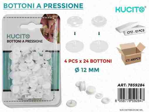 Bottoni Pressione Bianco 4x24pcs D.12mm