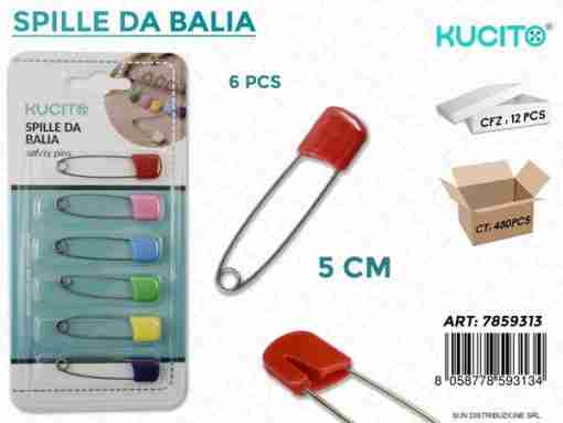 Spille Da Balia Col. Ass. 6pc-5cm