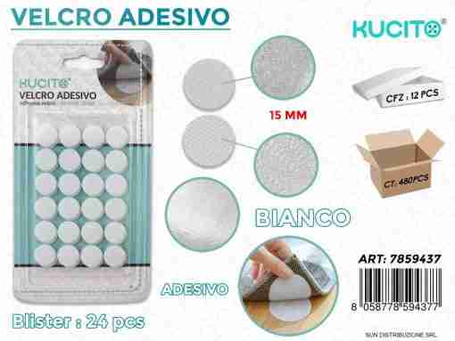 Velcro Adesivo Bianco D.15mm -24 Pcs