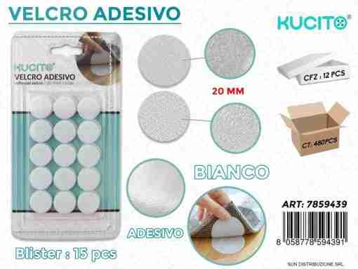 Velcro Adesivo Bianco D.20mm -15 Pcs