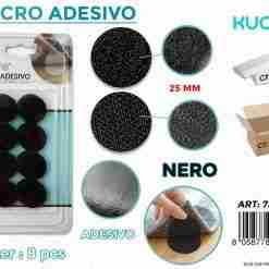 Velcro Adesivo Nero D.25 Mm - 8 Pcs