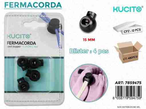 Fermacorda Nero 4pcs- 15mm