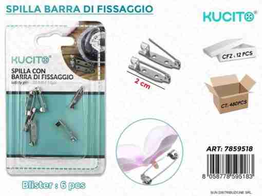 Spilla Barra Di Fissaggio 2cm- 6pcs