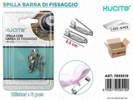 Spilla Barra Di Fissaggio 2.5 Cm- 6pcs