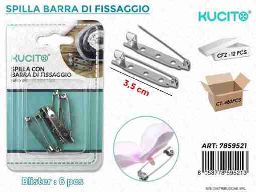Spilla Barra Di Fissaggio 3.5cm- 6pcs