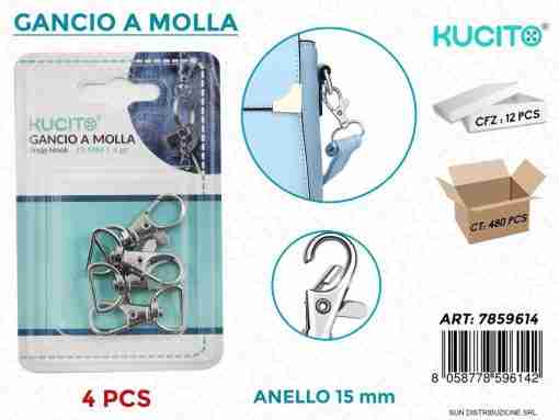 Gancio A Molla Anello 15mm 4pcs