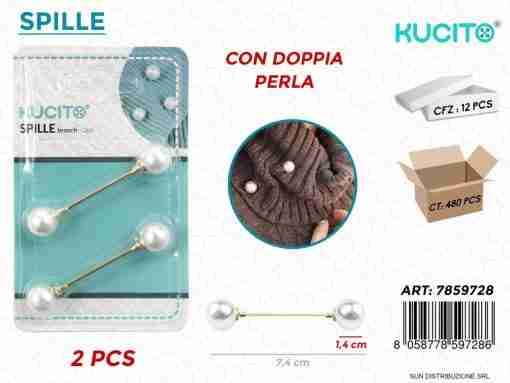 Spille Doppia C/ Perle 7.4cm 2pcs