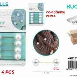 Spille Doppia C/ Perle 5cm 4pcs