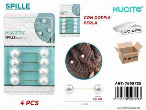 Spille Doppia C/ Perle 5cm 4pcs