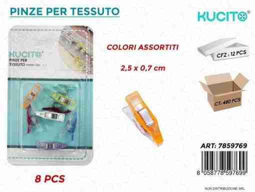 Pinze Per Tessuto Col. Ass. 8pcs 2.5*0.7cm