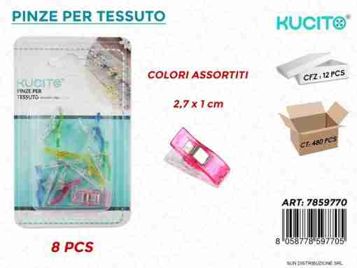 Pinze Per Tessuto Col. Ass. 8pcs 2.7*1cm