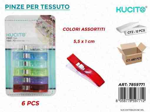 Pinze Per Tessuto Col. Ass. 6pcs 5.5*1cm