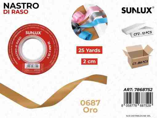 Nastro Di Raso 0687 Oro 25y*2cm