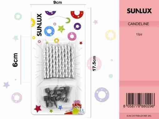 Candelina Argento 6cm 10pz