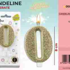 Candele Glitterate Oro 8cm N.0